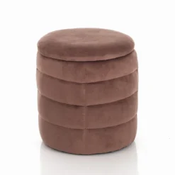 Gum powder pink pouf imbottito contenitore in microfibra effetto velluto rosa cipria d35xh40 cm