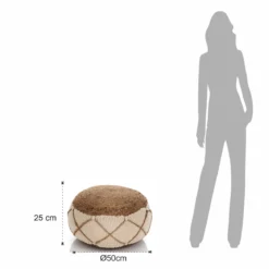 Haja pouf rotondo in juta cotone e sintetico d50xh25 cm
