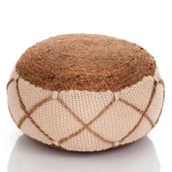 Haja pouf rotondo in juta cotone e sintetico d50xh25 cm