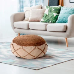 Haja pouf rotondo in juta cotone e sintetico d50xh25 cm