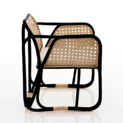 Hamsa black poltroncina in rattan cm l68 p68 h76 adatto per ambienti interni esterni