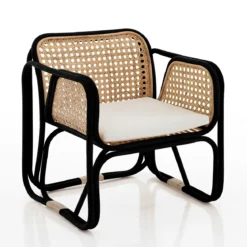 Hamsa black poltroncina in rattan cm l68 p68 h76 adatto per ambienti interni esterni