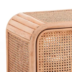 Hamsa madia in teak rattan e pelle naturale 2 ante 120x45xh70 cm