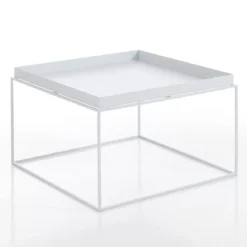 Hannah-c tavolino da interno / esterno in acciaio vernice da esterno colore bianco opaco 60x60 h40 cm