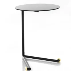 Hardy black tavolino con ruote in metallo verniciato nero opaco piano in vetro nero 51x46x h62 cm