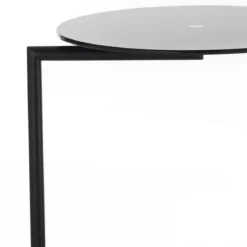 Hardy black tavolino con ruote in metallo verniciato nero opaco piano in vetro nero 51x46x h62 cm