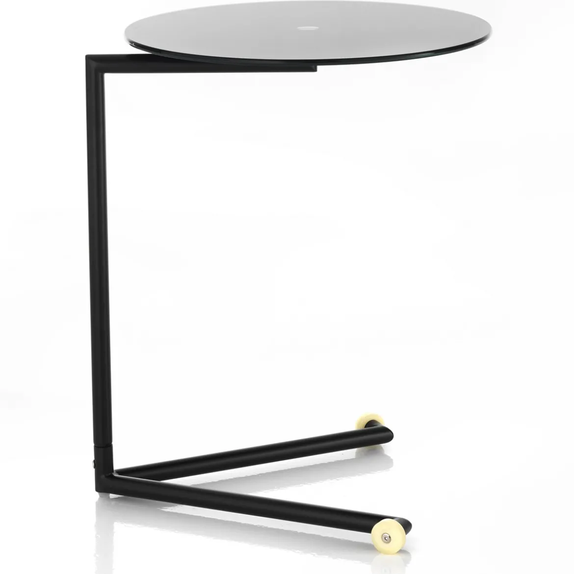 Hardy black tavolino con ruote in metallo verniciato nero opaco piano in vetro nero 51x46x h62 cm