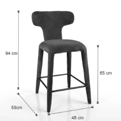 Herd Antracite Home sgabello imbottito tessuto antracite effetto melange completamente rivestito h94 l48 p55 seduta h65