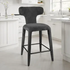 Herd Antracite Home sgabello imbottito tessuto antracite effetto melange completamente rivestito h94 l48 p55 seduta h65