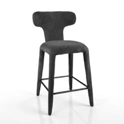 Herd Antracite Home sgabello imbottito tessuto antracite effetto melange completamente rivestito h94 l48 p55 seduta h65