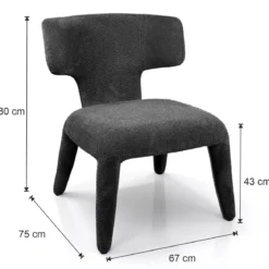 Herd Antracite poltrona Imbottita tessuto antracite effetto melange completamente rivestita h80 l67 p75