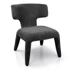 Herd Antracite poltrona Imbottita tessuto antracite effetto melange completamente rivestita h80 l67 p75