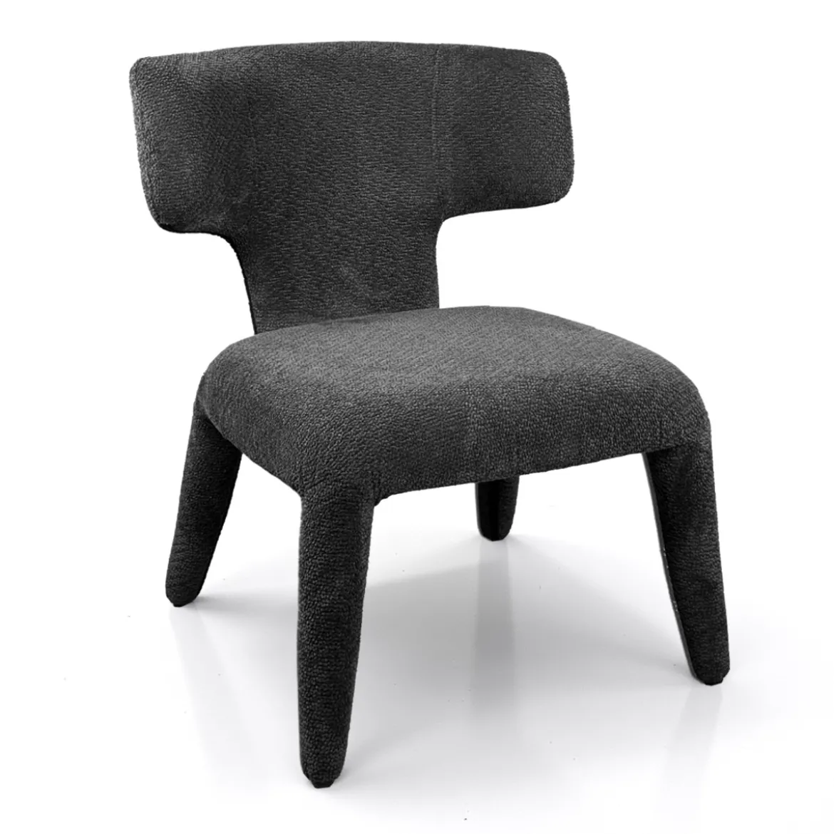 Herd Antracite poltrona Imbottita tessuto antracite effetto melange completamente rivestita h80 l67 p75