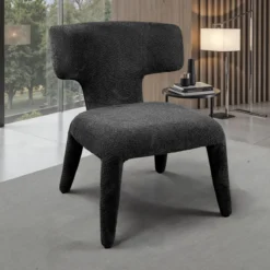 Herd Antracite poltrona Imbottita tessuto antracite effetto melange completamente rivestita h80 l67 p75