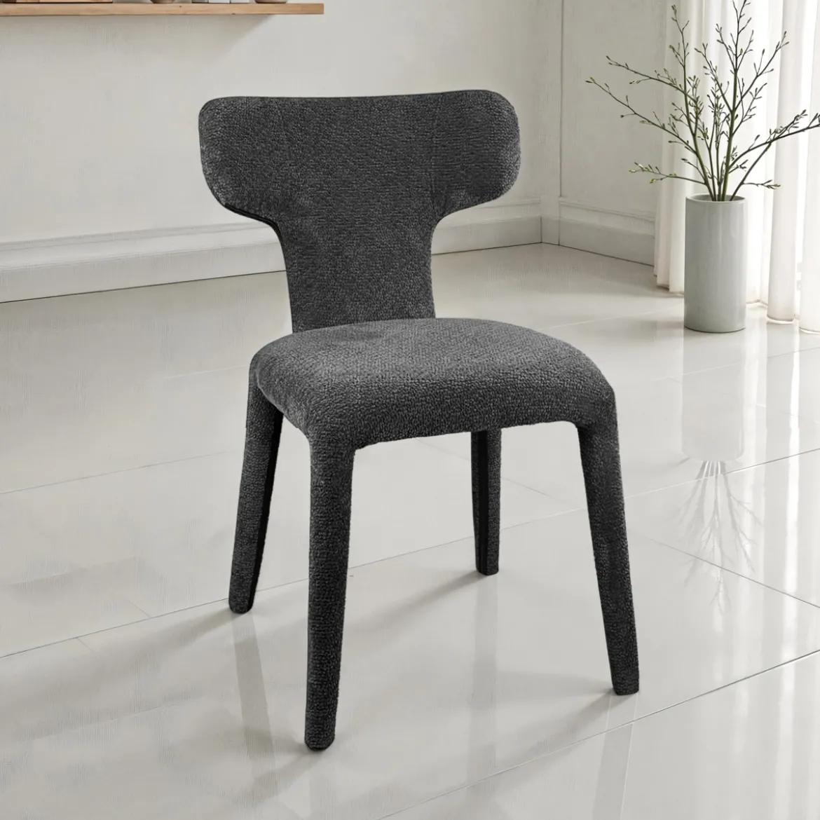 Herd Antracite sedia Imbottita tessuto antracite effetto melange completamente rivestita h81 l50 p60