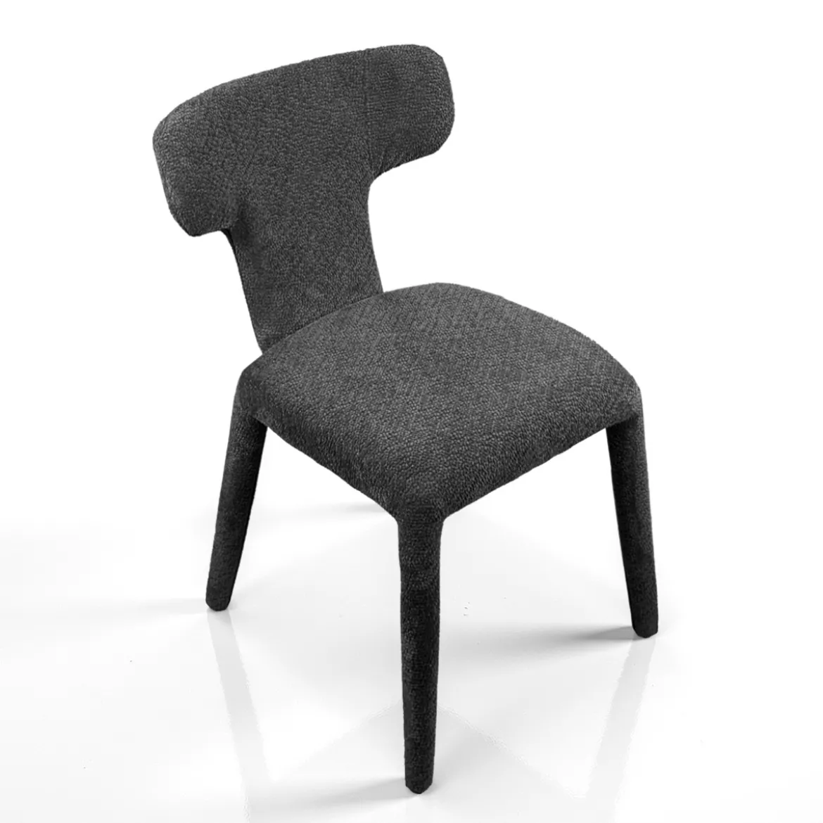 Herd Antracite sedia Imbottita tessuto antracite effetto melange completamente rivestita h81 l50 p60