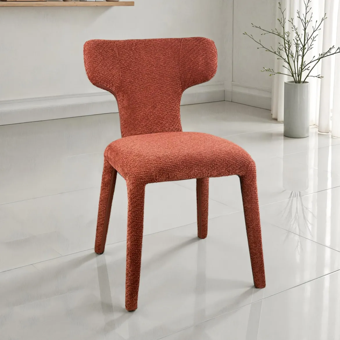 Herd Red sedia Imbottita tessuto rosso mattone effetto melange completamente rivestita h81 l50 p60