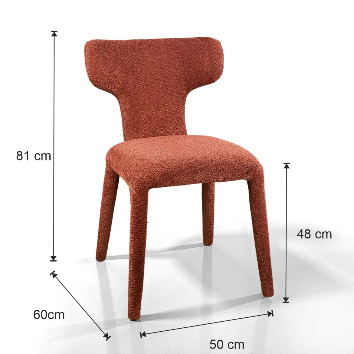 Herd Red sedia Imbottita tessuto rosso mattone effetto melange completamente rivestita h81 l50 p60