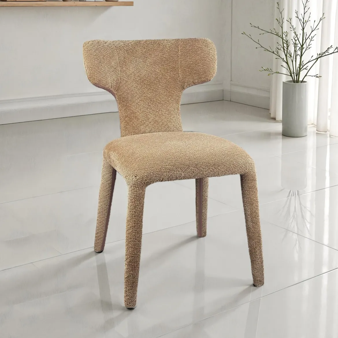 Herd Sabbia sedia Imbottita tessuto sabbia effetto melange completamente rivestita h81 l50 p60