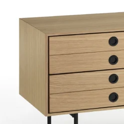 Hero madia porta tv in mdf rovere e grigio opaco con base in metallo nero cm l170 p40 h51
