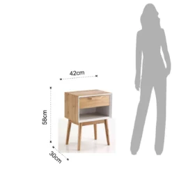 Hijo white comodino tavolino legno massello di bamboo h58 l42 p30 cm