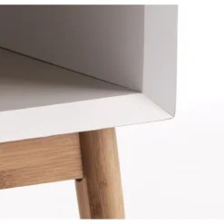 Hijo white comodino tavolino legno massello di bamboo h58 l42 p30 cm