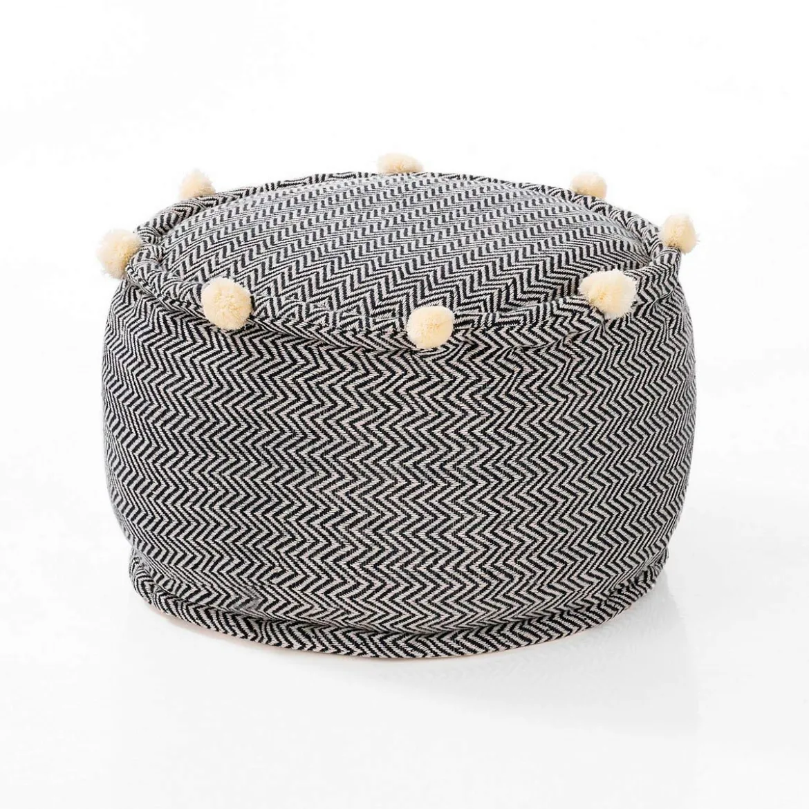 Hip pouf rotondo colore grigio cotone 100% made in india d50 h30 cm
