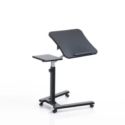 Holy carrello porta notebook e tablet in acciaio cromato e nero opaco regolabile 65x50xh72-102 cm