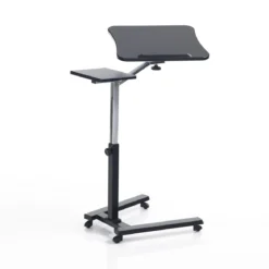 Holy carrello porta notebook e tablet in acciaio cromato e nero opaco regolabile 65x50xh72-102 cm