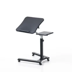 Holy carrello porta notebook e tablet in acciaio cromato e nero opaco regolabile 65x50xh72-102 cm