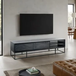 Horo mobile porta-tv in legno massello di mango tinto wengè cm h46 l175 p43