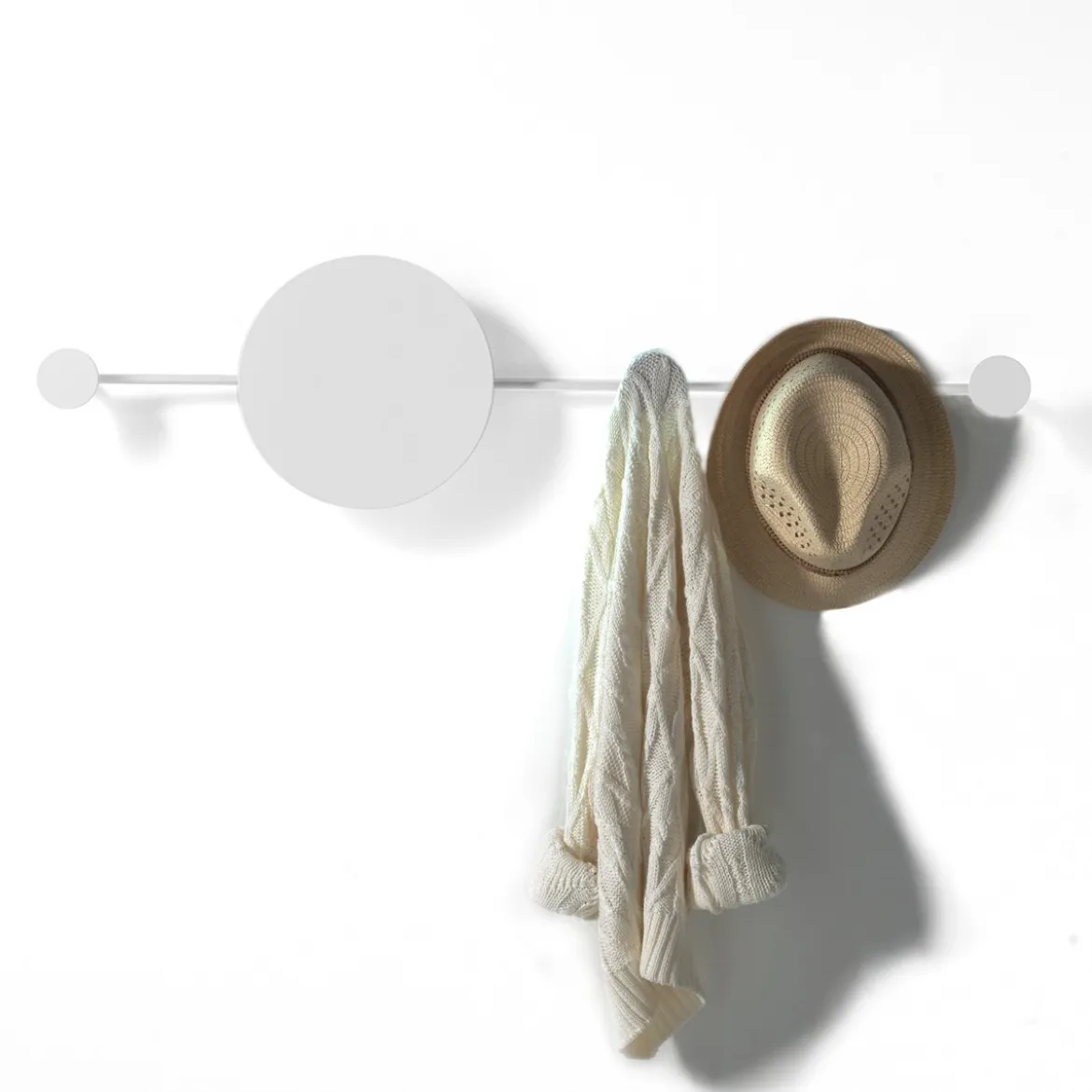 Hub led / appendiabiti nas applique in acciaio di bianco opaco 97x25 cm