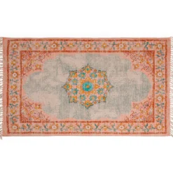 India tappeto large in cotone 100% con nappe 260x150 cm