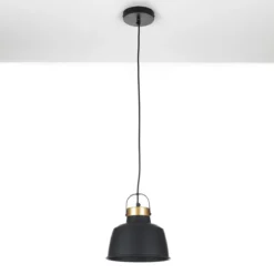 Industrial b lampadario officina in acciaio nero e oro opaco d25xh25 cm