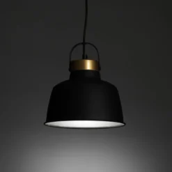 Industrial b lampadario officina in acciaio nero e oro opaco d25xh25 cm