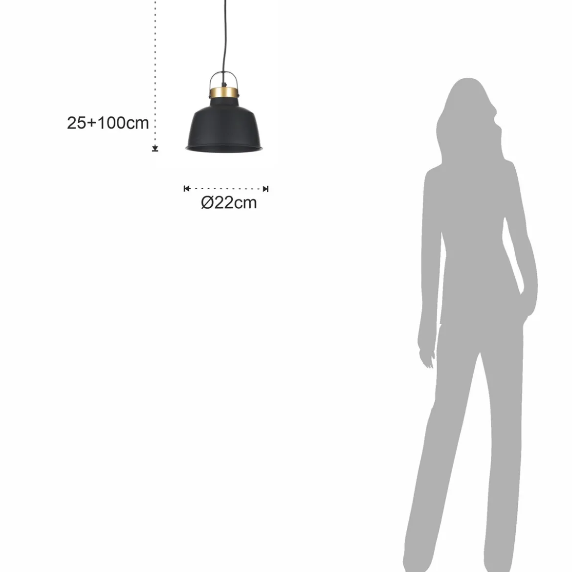 Industrial b lampadario officina in acciaio nero e oro opaco d25xh25 cm
