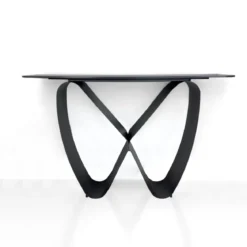 Infinity Black Marble Consolle ceramica marmo nero opaco basamento metallo grigio opaco h80 p40 l130