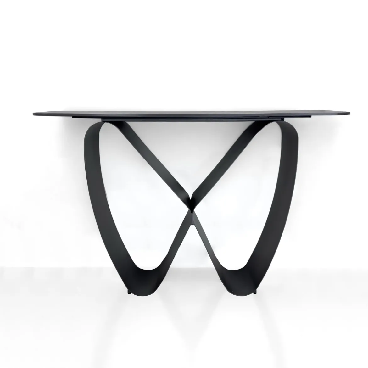 Infinity Black Marble Consolle ceramica marmo nero opaco basamento metallo grigio opaco h80 p40 l130
