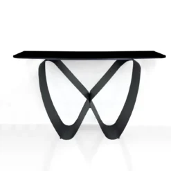 Infinity Black Marble Consolle ceramica marmo nero opaco basamento metallo grigio opaco h80 p40 l130