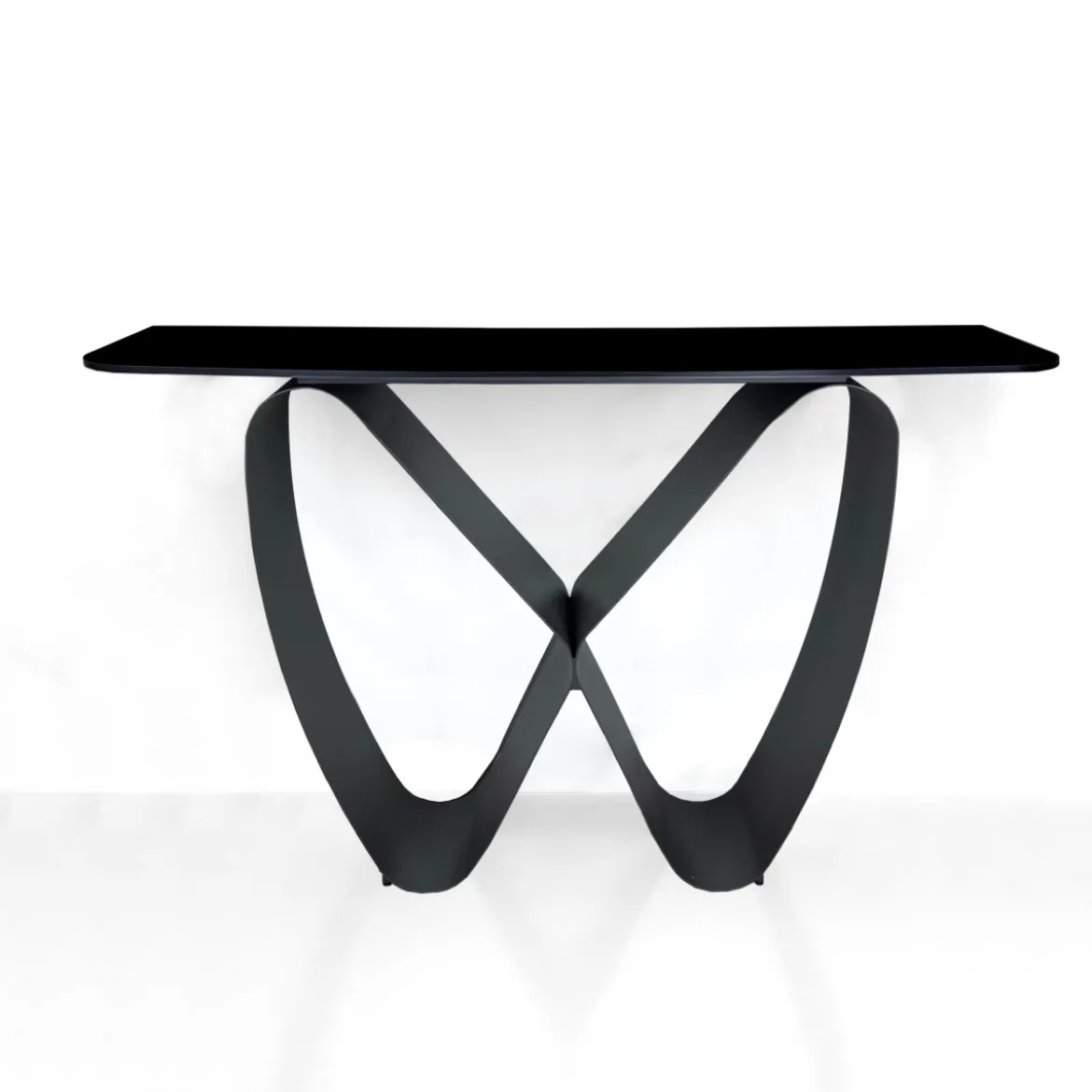 Infinity Black Marble Consolle ceramica marmo nero opaco basamento metallo grigio opaco h80 p40 l130