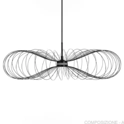 Infinity lampadario led in fili di metallo verniciato nero lucido filo regolabile d70 h17 cm