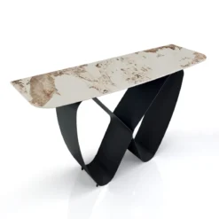 Infinity Onice Marble Consolle ceramica marmo onice lucido basamento metallo grigio opaco h80 p40 l130