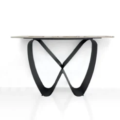Infinity Onice Marble Consolle ceramica marmo onice lucido basamento metallo grigio opaco h80 p40 l130