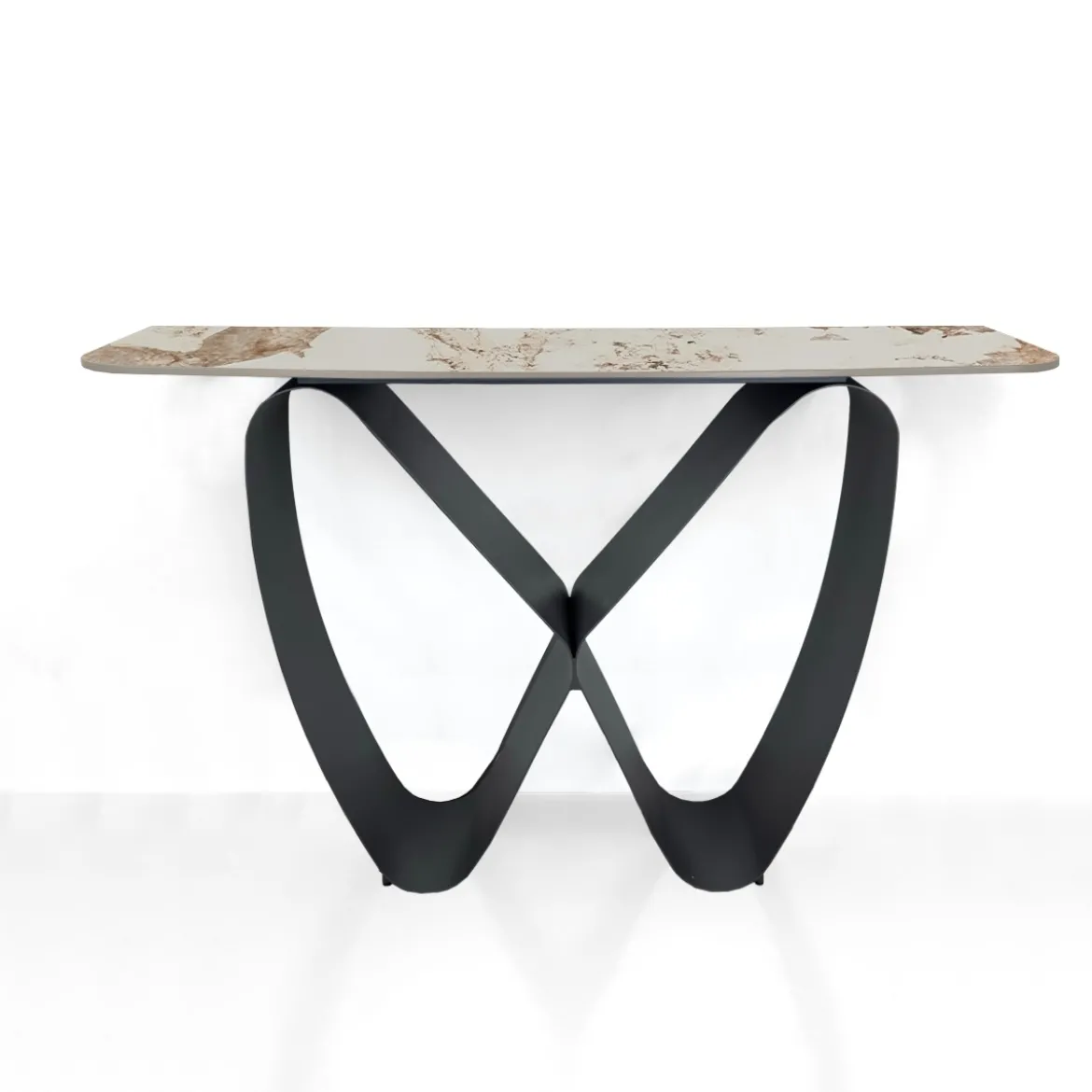 Infinity Onice Marble Consolle ceramica marmo onice lucido basamento metallo grigio opaco h80 p40 l130