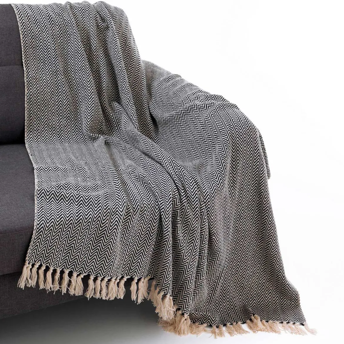 Ipoh plaid cotone 100% cotone grigio 135x190 cm