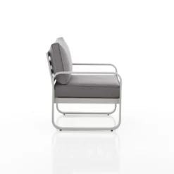 Ischia poltrona da esterno in alluminio bianco con cuscini grigi cm h76 l71 p72