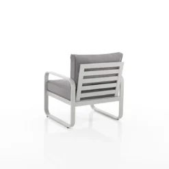 Ischia poltrona da esterno in alluminio bianco con cuscini grigi cm h76 l71 p72