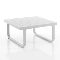 Ischia tavolino in alluminio verniciato bianco avorio opaco cm h40 l80 p80
