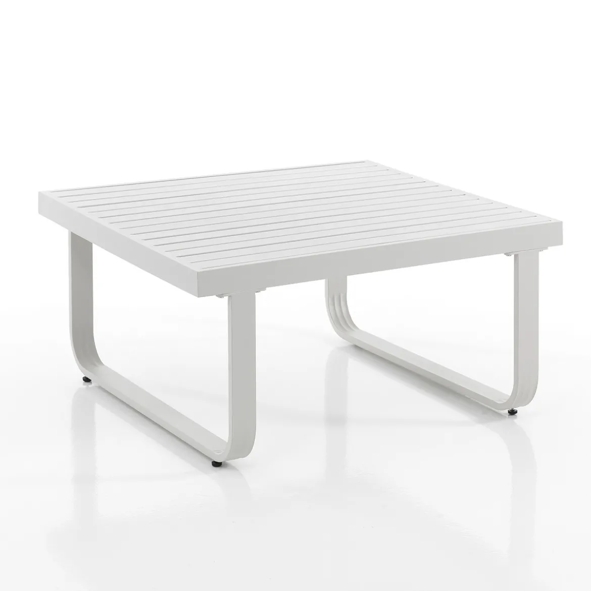 Ischia tavolino in alluminio verniciato bianco avorio opaco cm h40 l80 p80