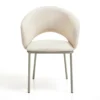 Jade Beige Platinum Sedia Imbottita tessuto Beige struttura metallo platino opaco h80 l54 p57 seduta h48